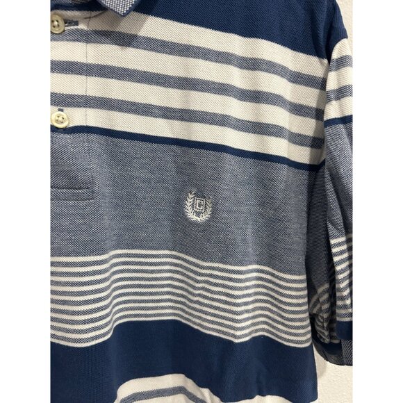 Chaps Mens Blue White Striped Polo Shirt Sz L - Picture 4 of 8